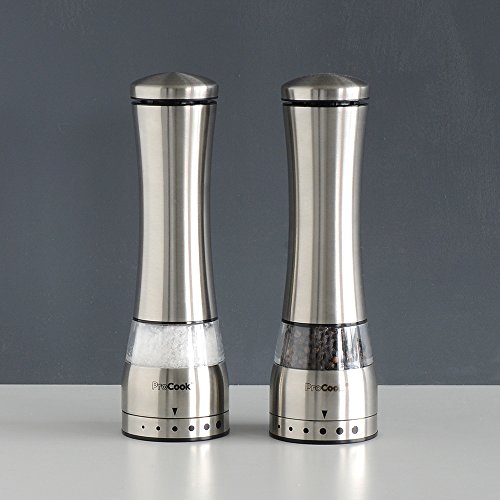 ProCook elektrische Salz- und Pfeffermühle aus Edelstahl Set, 2-teilig, ausgestellte Form – FRÜHLINGSANGEBOT! - 3