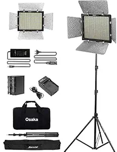 Osaka Bi-Color Dimmable LED Video Light OS 528 Slim for DSLR Camera YouTube Video Shooting with 1 Pc Combo kit: 1 Battery 8000 mAh; 1 Fast Charger; 1 AC Adapter; 1 Light Stand; 1 LED Bag; 1 Stand Bag