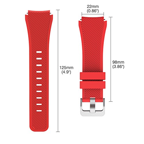 MoKo Samsung Gear S3 Frontier / Classic / Moto 360 2nd Gen 46mm Watch Armband – Silikon Sportarmband Uhr Band Strap Erstatzband Uhrenarmband für Samsung Gear S3 Classic Samrtwatch, Rot (Nicht für Gear S2 Classic) - 9