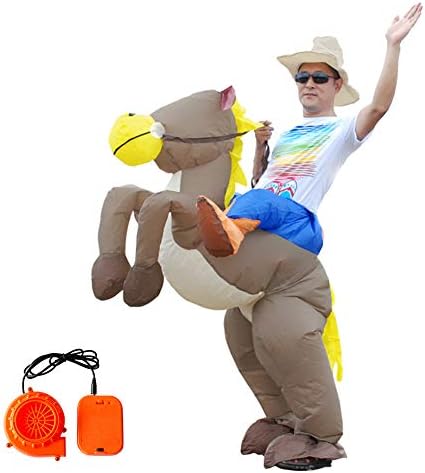 JasmineLi Adult & Kids Funny Inflatable Horse Rider Costume Halloween Cosplay Costume Prop