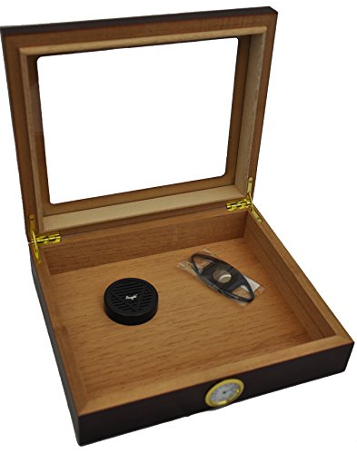 Humidor für 20 Zigarren Glasdeckel Außenhygrometer - 5
