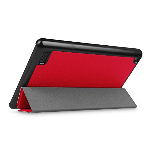 Fintie Hülle für Amazon Fire 7 Tablet (7-Zoll, 7. Generation – 2017) – Slim Cover Lightweight Schutzhülle Tasche mit Standfunktion und Auto Schlaf / Wach Funktion und Auto Schlaf / Wach Funktion, Rot - 9