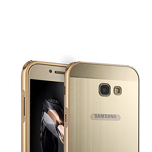 Funda Samsung Galaxy A3 2017  LXHGrowH a Prueba de Golpes Aluminio Metal Bumper y PC Contraportada protectora Carcasa para Samsung Galaxy A3 2017 A320 Color Oro