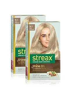 Streax Cream Hair Color for Unisex, 120ml - 9.1 Rich Platinum (Pack of 2)