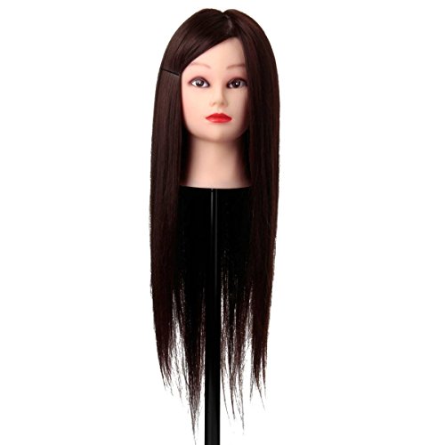 LuckyFine Blonde Training Hairdressing Cut Head Mannequin 50% Real Human Hair + Clamp