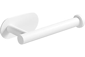 Tecmolog Porta Carta Igienica Bianco Adesivo Portarotoli Cucina da Parete Inox per Cucina e Bagno, SBH222W