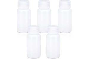 UMETASS Kunststoff-Flasche mit breiter Öffnung, Labor-Reagenzflasche, Versiegelt, Auslaufsicher, Durchscheinend, HDPE-Flasche für Pillenflaschen, Wasserprobenflaschen (5 Stück, 60ml)