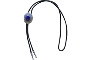 JEAN'S FRIEND JEANSFRIEND Vintage Silver Plated Handcraft Nature Lapis lazuli Stone Ukiyo-e Oval Bolo Tie Corbata
