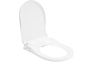 Toalettlock med automatisk sänkning, 48 x 35 x 7,8 cm toalettsits, avtagbar, toalettglasögon med 2 munstycken och 60 cm slang