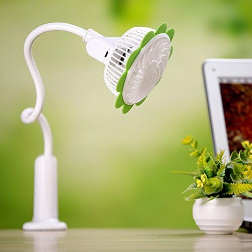 Anpress Sunflower Shape USB Rechargeable Portable Clip Fan Desktop Cooling Fan Personal Handheld Fans with Flexible Neck and Adjustable Fan Speed for Baby Stroller, Home, Office, Bedroom, Gaming Room, Computer Table, Travel (Green)