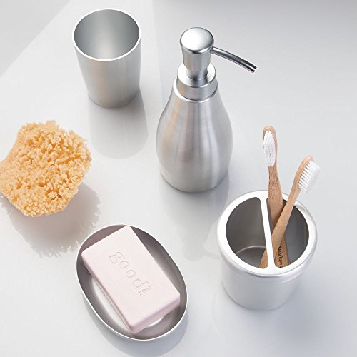 InterDesign 39340EU Alumina Zahnbürstenhalter Ständer für das Bad – Aluminium Gebürstet Metall 9,14 x 9,14 x 9,91 cm - 5