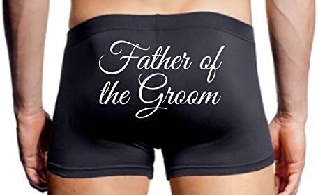 Mens Wedding day Boxer shorts, Black, Father of the Groom (L)