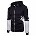 Produktbild Brief Gedruckt Kapuzejacke Herren,DoraMe Männer Herbst Schlank Pullover Reißverschluss Strickjacke Sport Bluse Patchwork Sweatshirt(Bitte wählen Sie eine größere Größe als üblich) (Schwarz, L)