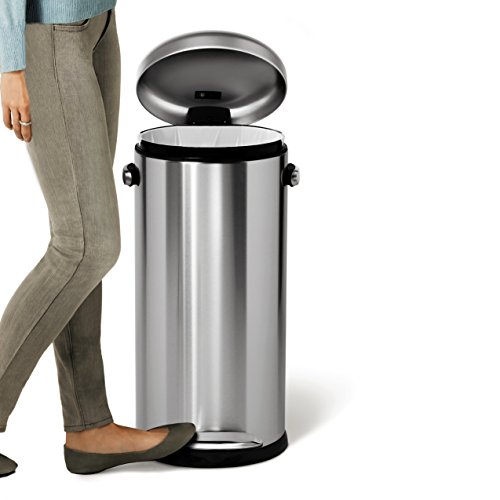 Simplehuman CW1880 Runder Treteimer, Edelstahl gebürstet, Retro-Stil - 4