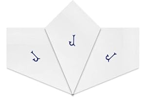 Warwick & Vance Herren-Taschentücher mit weißen Satin-Bordüre, mit blauen bestickten Initialen, 3 Stück