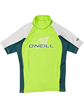 O'Neill Rash Vests - O'Neill Youth Skins Short Sleeve Turtleneck Rash Vest - Lime/ Deep Teal /Lunar