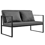 [casa.pro]®] Gartenbank Gartensofa Schwarz/Dunkelgrau Bank Parkbank Sitzbank Garten Lounge