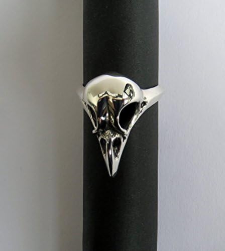 Bird skull ring, solid sterling silver, hallmarked