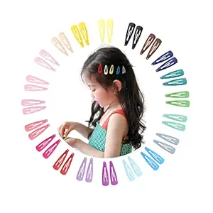 MAYCREATE Multicolour Candy Color 2 Inch Metal Snap Hair Clips Barrettes for Girls -40 Pack