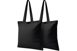 MIMAIN Tote Bag Tela Negra con Cremallera y Bolsillo 35x38cm 355 g/m² Bolsa de Tela Grande y Resistente para Compras, Universidad Mujer, Bolsas Negras con Cremallera, Regalo para Amiga.