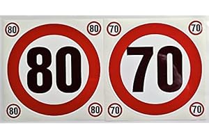 SAFIRMES 70 + 80 RETRORIFLETTENTE- 2 Adesivi limitazione Cerchio, Rosso (/125 mm/inch=5')