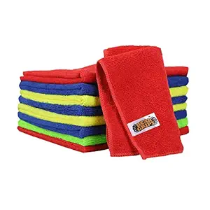 BEAR GRIPS Premium Microfiber Cloth for Electronics, Crockery, Glass, Home, car and Bike Cleaning, 300 GSM, Size 30 X 30 cms, Multicolored - Pack of 4
