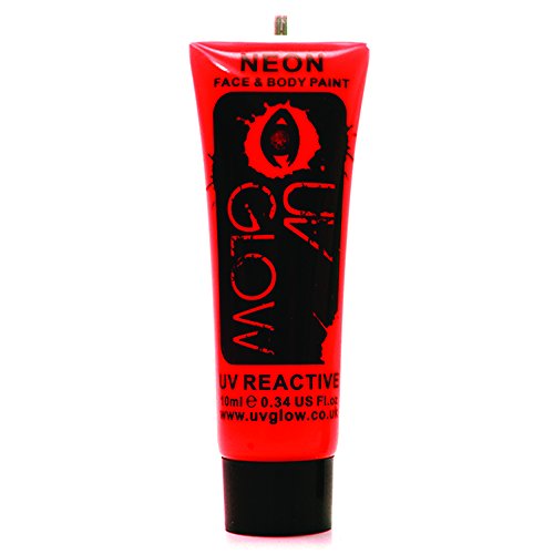UV Glow Neon Face and Body Paint - 1x 10ml Red