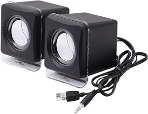 MOBIKTC 2.0 Multi Media Speakers with AUX, USB and Volume Control Computer, Destop, Laptop, PC and Tablet Cmpatible (Black)