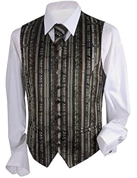 Top-Qualität Trachtenweste Herren Leinenweste Trachten-Gilet Braun-Grün