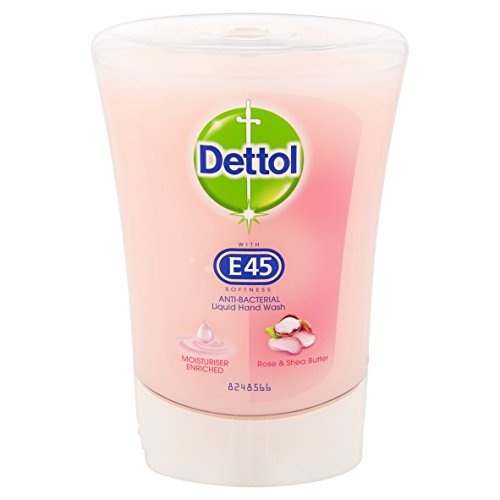 Dettol No-Touch E45 Refill Hand Wash, Rose and Shea Butter, 250 ml, Pack of 5