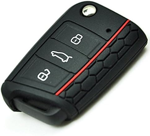 Silicone Key Cover Case Mk7 GOLF Gti VW Mkvii Honeycomb Keyring Black Honeycomb