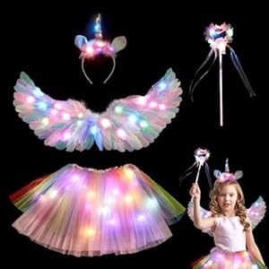 AVCXEC Disfraz Unicornio Niña, Luminosa