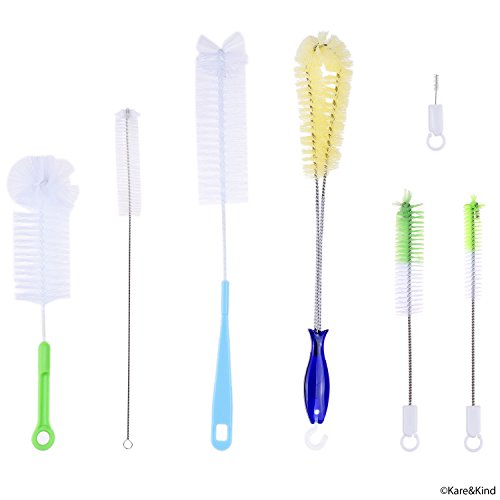 Ensemble de pinceaux de nettoyage à usages multiples - Ensemble de 7 brosses pour nettoyer les biberons/tasses, casquettes, pailles, embouts, carafes/verres à vin, cafetières, réservoirs d'eau, etc.