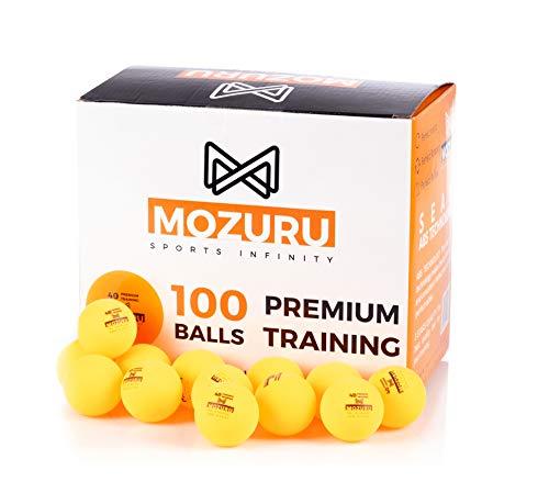 MOZURU Balles de ping 100 unités, Balles de Tennis de Table 100 unités, Premium Training 40+,Couleur Orange, Plastique ABS