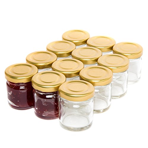 12er Set Sturzgläser mini Gläser 42ml Mini-Glas mit Schraub-Deckel Rundgläser Marmeladengläser Einmachglas klein Portionsgläser Honiggläser mini Probiergläser Einweckglas klein - 3