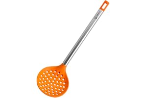 BRA Efficient Espumadera de Cocina, Acero INOX, Nailon y Silicona, Naranja, 36.5 cm