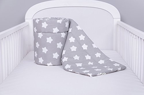 Preisvergleich Produktbild Amilian® Bettumrandung Nest Kopfschutz Nestchen 420x30cm, 360x30cm, 210x30cm, 180x30 cm Lebkuchen Weiß auf Grau (A1) / GRAU Bettnestchen Baby Kantenschutz Bettausstattung (180x30)