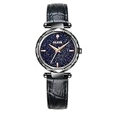 GRCSGL Uhr Mädchen Student Einfache Trend Casual Atmosphäre wasserdicht Lady Star Quarz, Schwarzer Himmel (Black Belt)