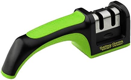 Galley Gems- Knife Sharpener Red Green or Grey| Two Stage Knife Sharpener | Professional Kitchen Knife Sharpening System (Green)