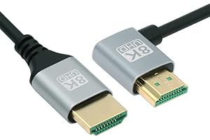 NFHK Ultra cienki kabel HDMI 2.1 HDTV 8K 4K Hyper, super elastyczny, wąski kabel, 90 stopni, typ A, wtyczka do komputera, HDTV, 100 cm