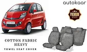 AUTOKAAR Cotton Fabric Heavy Grey Towel SEAT Cover for TATA Nano