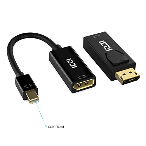 ICZI 4K Mini Displayport auf Displayport Adapter mit Displayport auf HDMI Adapter, Male zu Female, vergoldet Stecker, Schwarz, für Macbook, Kiebel KCSMOBILEGAMING PRO7-15, Sureface book und mehr (2 Stücke) - 3