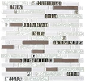 Tiles mosaic tile Mix Glass White Glossy Kitchen Bathroom Toilet 4 mm New # 615