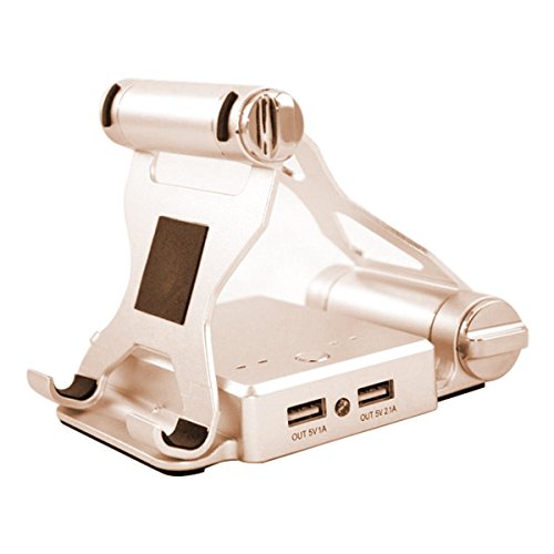 ULTRICS® Einstellbare Aluminium Handy Stand mit 10000mAh Dual USB Powerbank, 270 Grad Drehen Multi Betrachtungswinkel Handy-Standplatz, Desktop-Lade-Dock für iPhone iPad Samsung Galaxy Sony Xperia HTC LG iPod Nokia Tablet für Home Office Küche