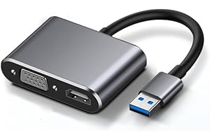 GERUI Adattatore USB 3.0 a HDMI VGA, Convertitore di Supporto Sync Uscita 1080p Compatibile Con Windows XP/10/8/7