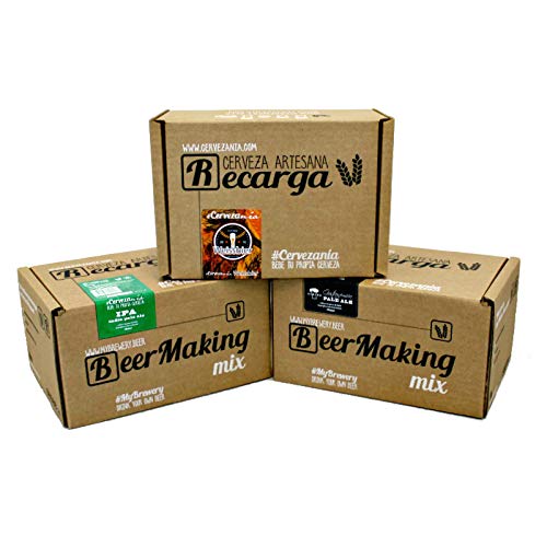 Pack 3 recargas de materias primas para elaborar cerveza en casa. #Cervezanía IPA, Weissbier Trigo & Albero Gastronómica Pale Ale