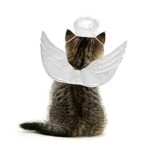 POPETPOP Pet Dog Cat Halloween Costume Angel Wings Shape Clothing - Creative Pet Cat Makeover Clothes for Halloween Festival Party Special Events - Pet Clothes Supplies - Size S (White)