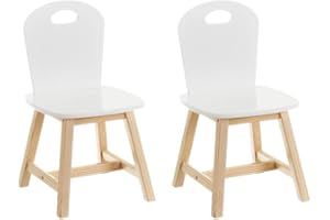 LOLAhome Silla Infantil Blanca de Madera de Pino de 28x28x50 cm para Escritorio o pupitre (Blanco 2 sillas)