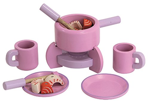 Preisvergleich Produktbild Mentari Fondue Set aus Holz für Spielküche pink mit Zubehör