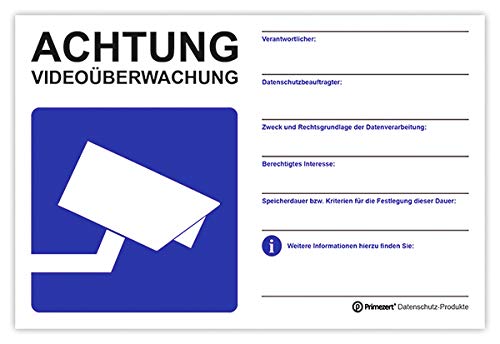Preisvergleich Produktbild DSGVO+BDSG Datenschutz-Schild Info-Aushang Video-Überwachung Schild 20x30cm